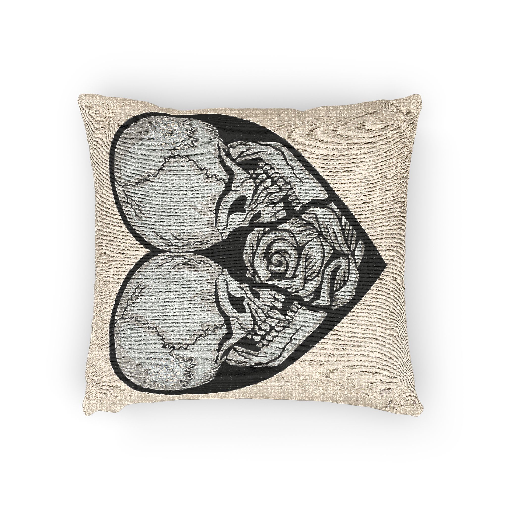 Gothic Sign With Skull Heart Grunge Vintage Design T Shirts Woven Pillow - Image 2
