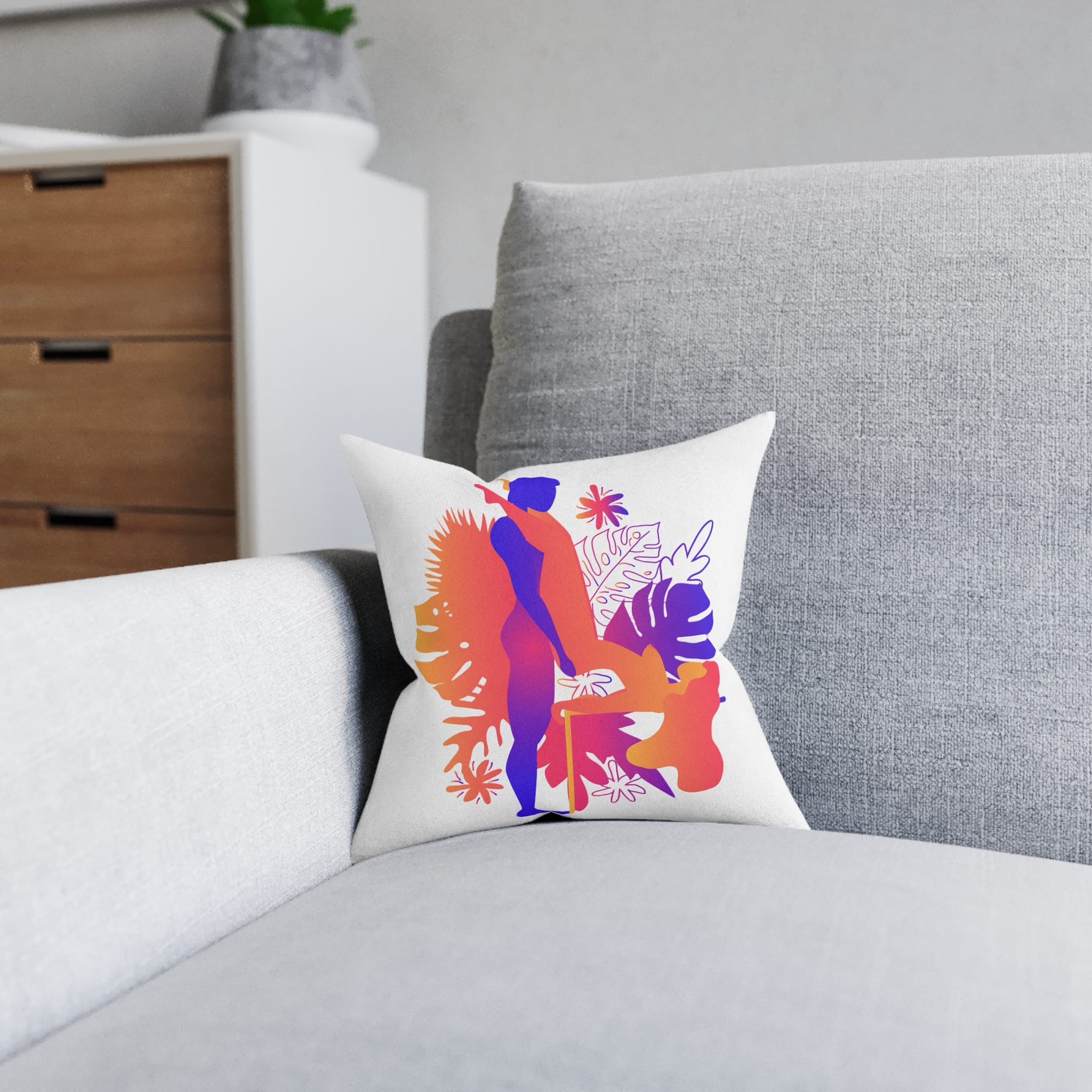 Kama Sutra Man Woman Have Sex Art Love Sexual Position Butterfly Square Pillow Pink Back - Image 4