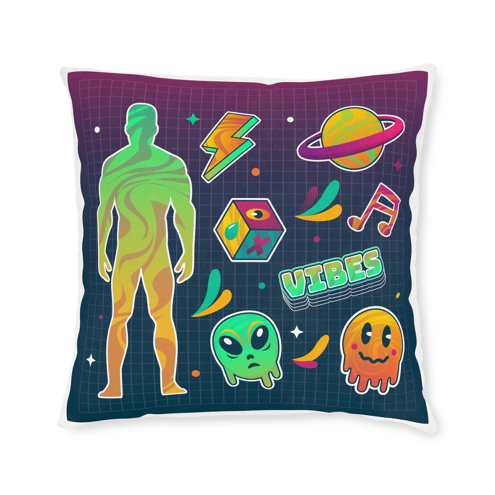 Gradient Rave Sticker Set Square Pillow Pink Back - Image 9