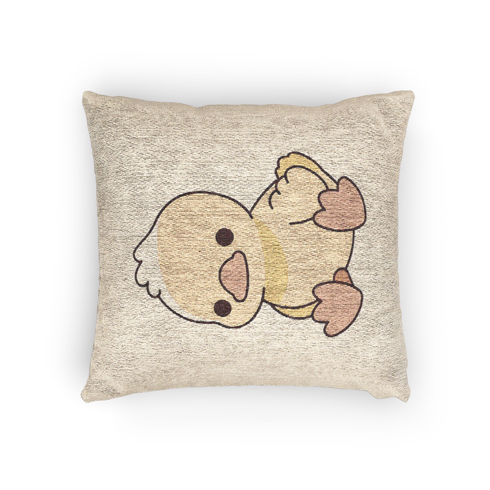 Adorable Yellow Duckling Illustration Cute Cartoon Baby Duck Sitting Woven Pillow - Image 4