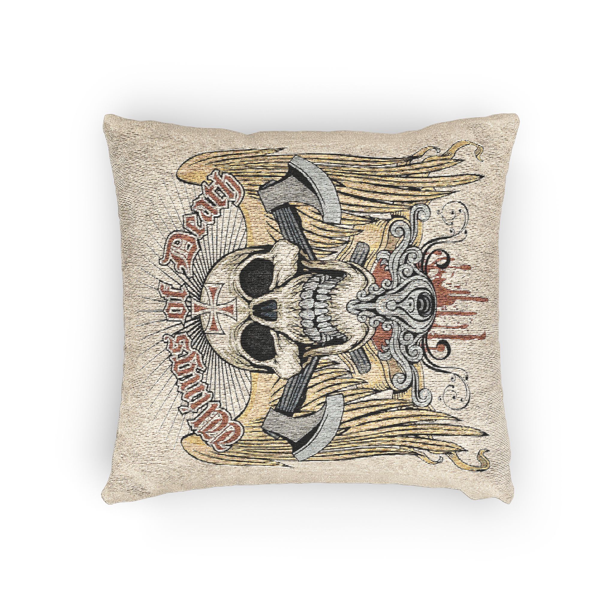 Gothic Sign With Skull Grunge Vintage Design T Shirts (30) Woven Pillow - Image 4