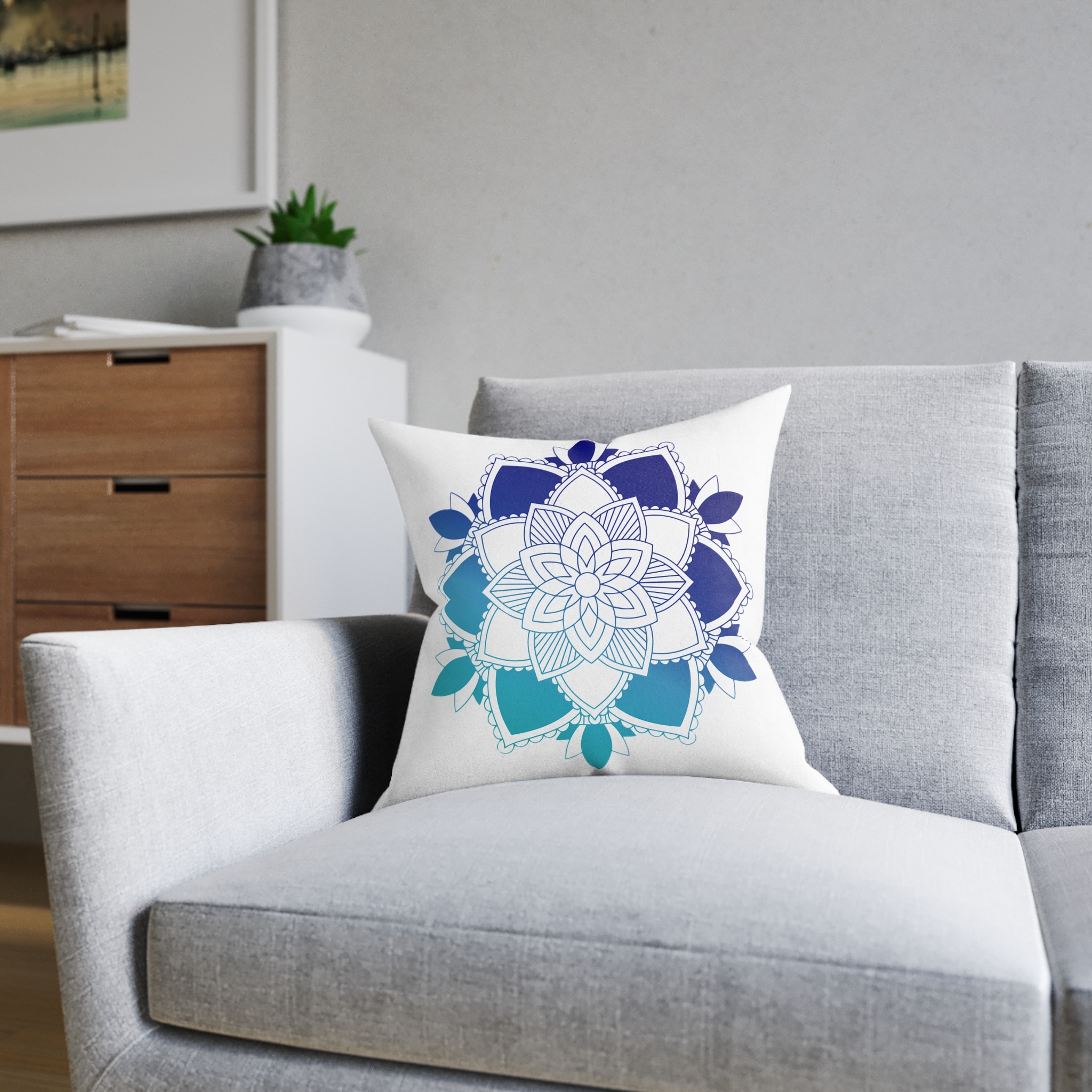 Mandala Pattern Square Pillow Pink Back - Image 8