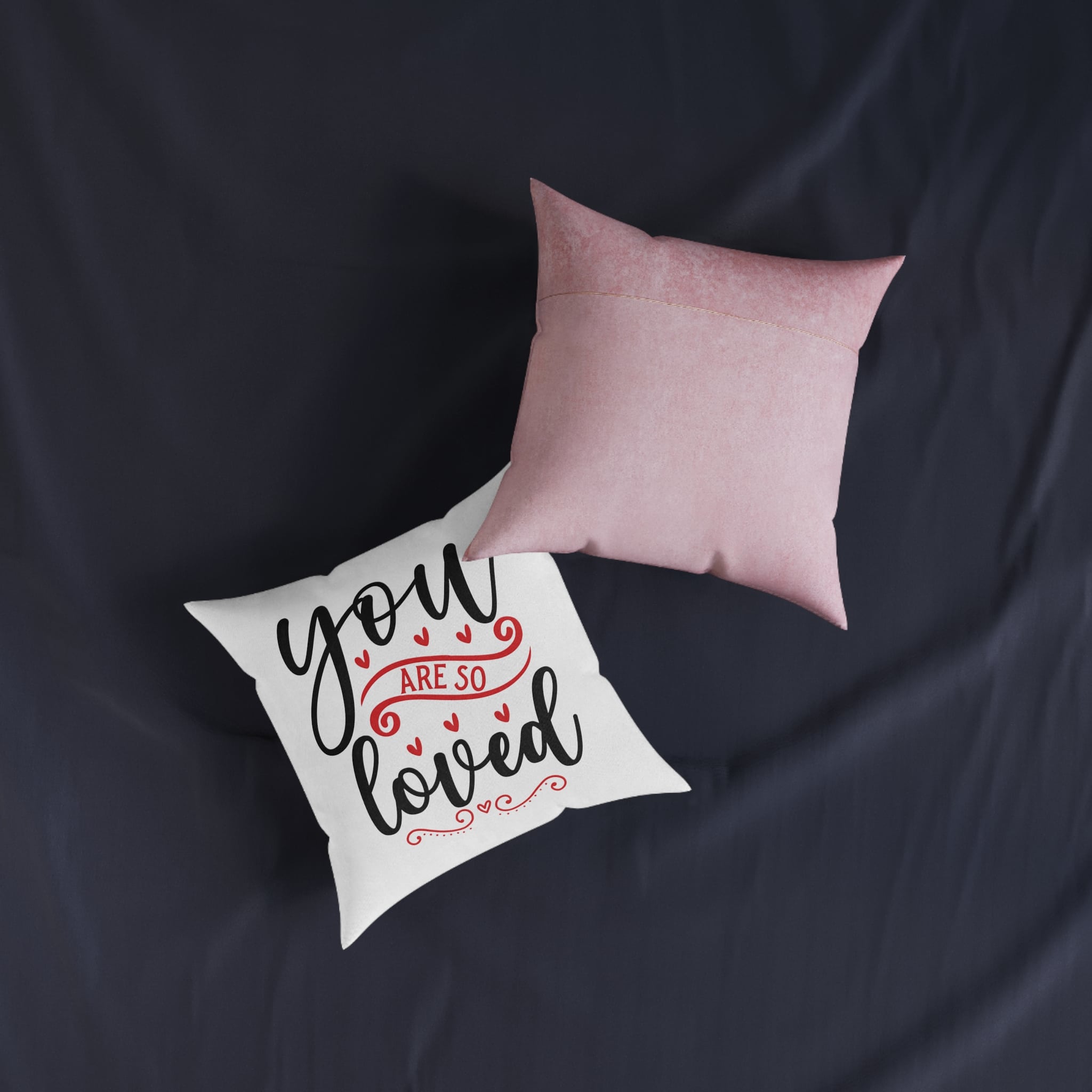You Are So Loved 1 Square Pillow Pink Back - Image 7