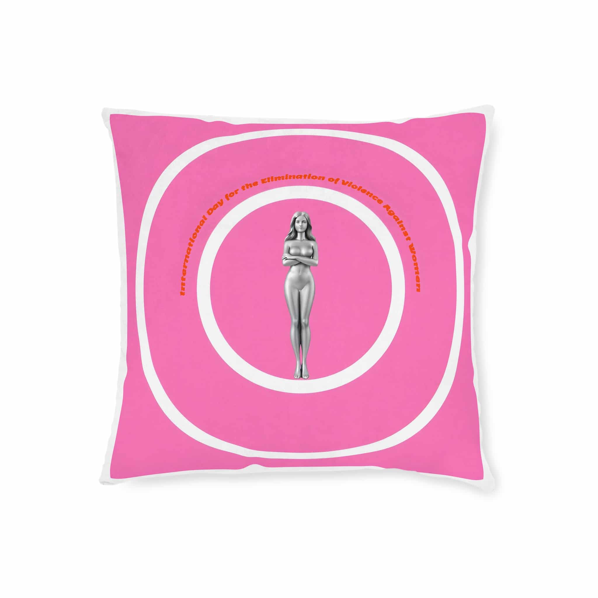 Vector International Day Elimination Violence Against Women Poster Banner Square Pillow Pink Back - Image 5