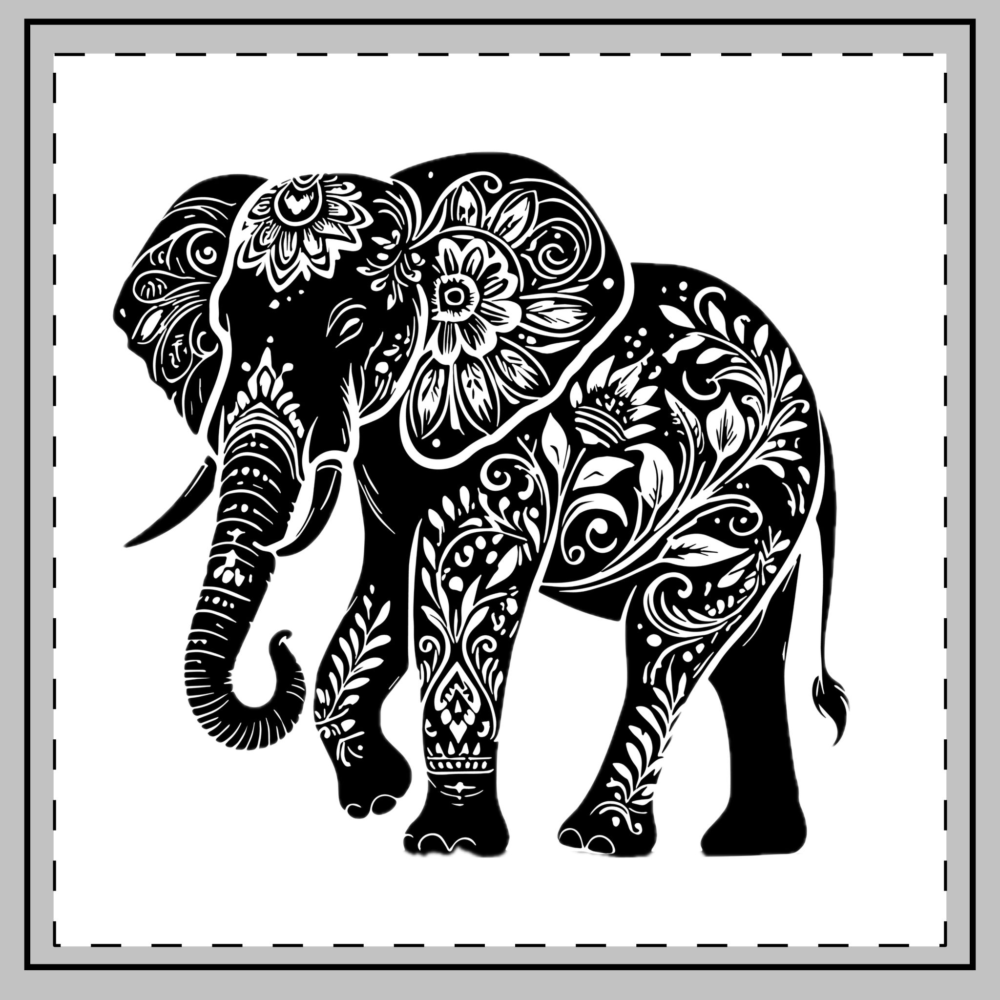 Black Color Elephant Silhouette Vector Illustration Solid White Background Throw Pillow - Image 2