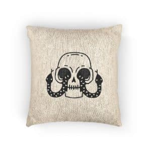 Cool Skull Head With Snakes Eyes Illustration T Shirt Sticker Apparel Merchandise Woven Pillow