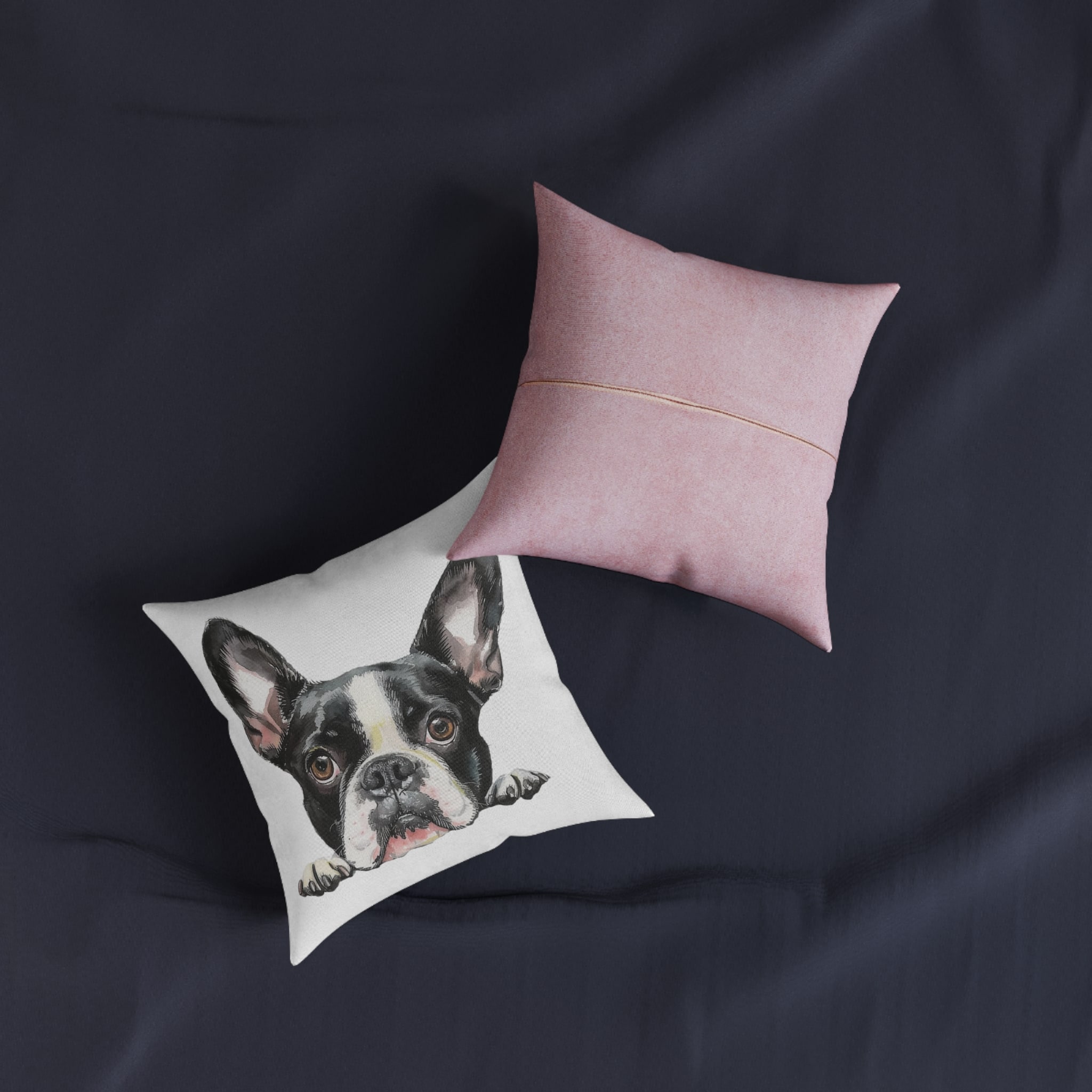 Dogs 31 Square Pillow Pink Back - Image 3