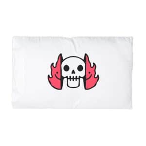 Cool Two Half Fire With Skull Face Inside Illustration Street Wear T Shirt Microfiber Pillowcase